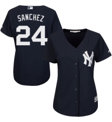 Women's Majestic New York Yankees #24 Gary Sanchez Authentic Navy Blue Alternate MLB Jersey