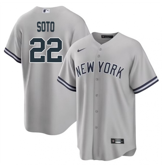 Men's New York Yankees #22 Juan Soto Gray Cool Base Stitched Baseball Jersey