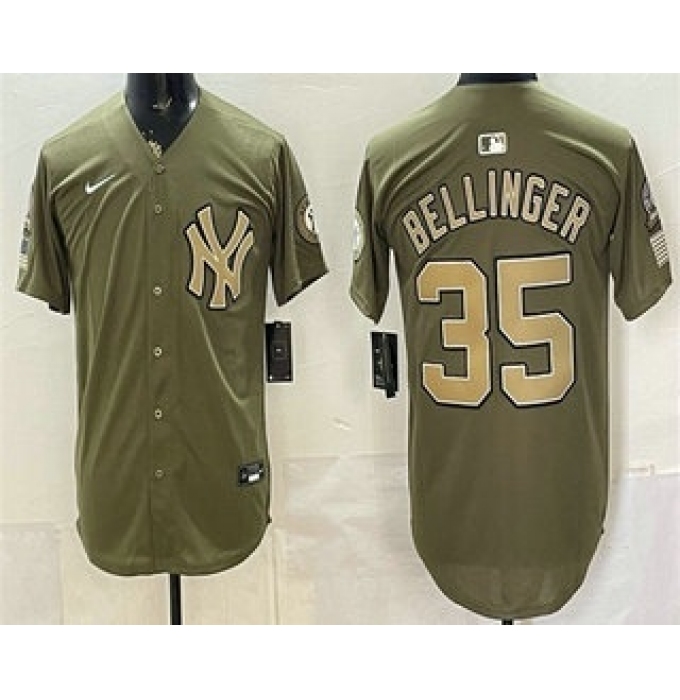 Men's New York Yankees #35 Cody Bellinger Olive 2026 Armed Forces Day Jersey