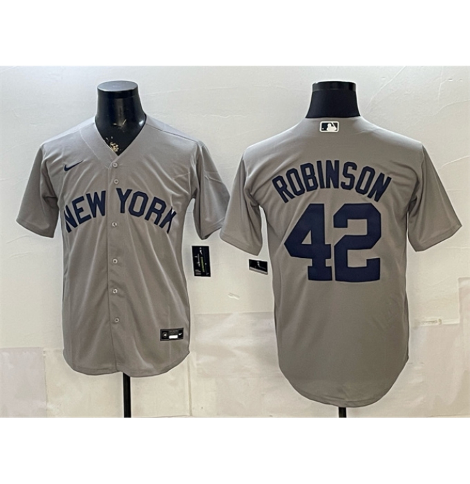 Men's New York Yankees #42 Jackie Robinson Grey Stitched Baseball Jersey