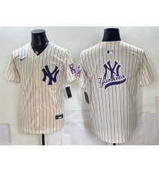 Men's New York Yankees Team Big Logo Cream 2026 Field of Dreams Stadium Stitched Baseball Jersey