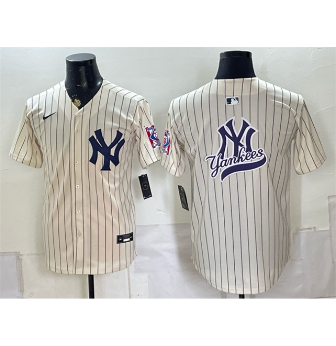 Men's New York Yankees Team Big Logo Cream 2026 Field of Dreams Stadium Stitched Baseball Jersey
