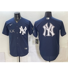 Men's New York Yankees x KAWS Team Big Logo Navy Stadium Stitched Baseball Jersey