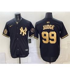 Men's New York Yankees #99 Aaron Judge Black Gold With Stitched Baseball Jersey