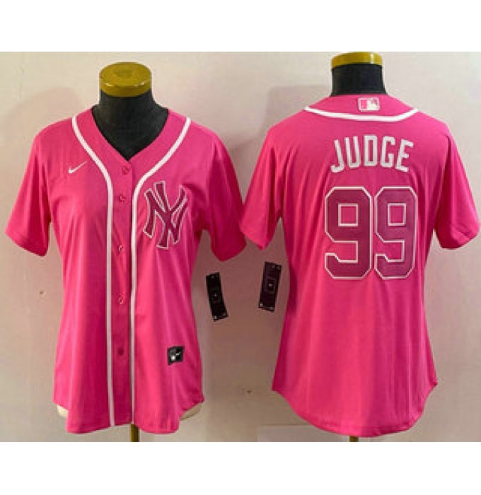 Women's New York Yankees #99 Aaron Judge Pink Cool Base Stitched Baseball Jersey
