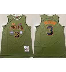 Men's Philadelphia 76ers #3 Allen Iverson Green 1997-98 Throwback Stitched basketball Jersey