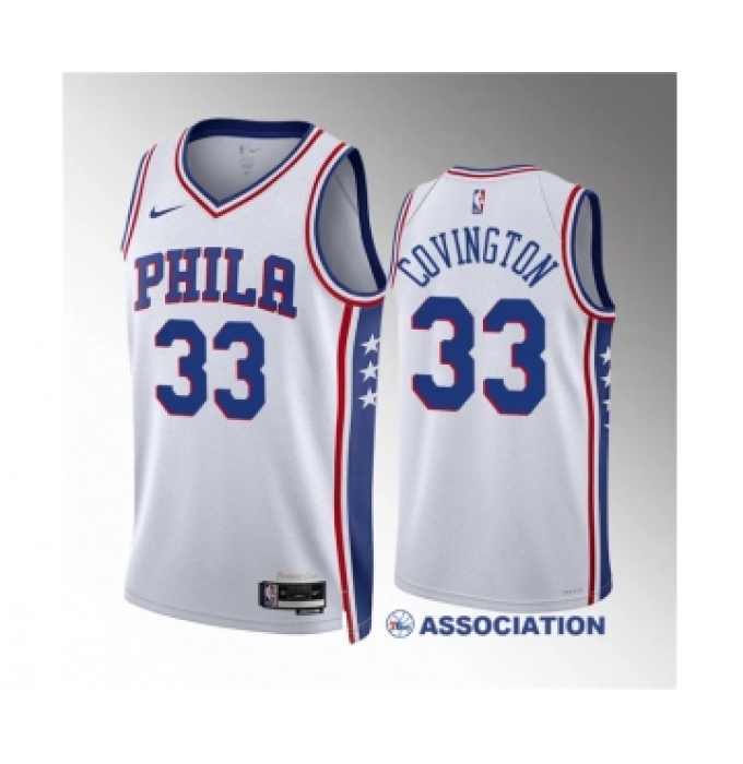 Men's Philadelphia 76ers #33 Robert Covington White Association Edition Stitched Jersey