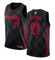 Men's Nike Portland Trail Blazers #21 Noah Vonleh Authentic Black NBA Jersey - City Edition
