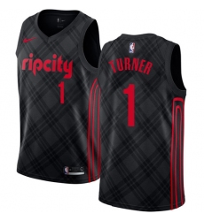 Men's Nike Portland Trail Blazers #1 Evan Turner Authentic Black NBA Jersey - City Edition