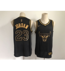 Men's Chicago Bulls #23 Michael Jordan Nike Black Gold Swingman Player Jersey