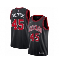 Men's Chicago Bulls #45 Denzel Valentine Authentic Black Finished Basketball Jersey - Statement Edition