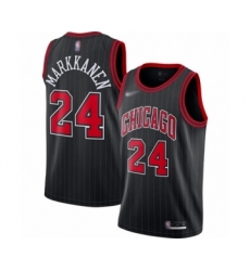 Women's Chicago Bulls #24 Lauri Markkanen Swingman Black Finished Basketball Jersey - Statement Edition