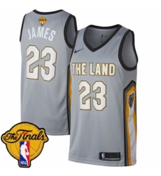 Men's Nike Cleveland Cavaliers #23 LeBron James Swingman Gray 2018 NBA Finals Bound NBA Jersey - City Edition