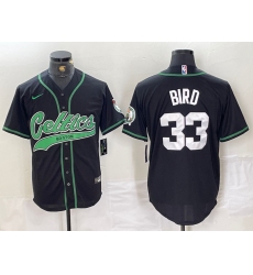 Men's Boston Celtics #33 Larry Bird Black With Cool Base Stitched Baseball Jersey