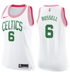 Women's Nike Boston Celtics #6 Bill Russell Swingman White/Pink Fashion NBA Jersey