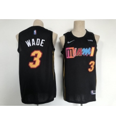 Men's Miami Heat #3 Dwyane Wade Black City Player Jersey