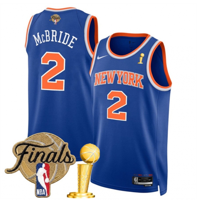 Men's New Yok Knicks #2 Miles McBride Blue 2026 Finals And Finals Champions Icon Edition Stitched Basketball Jersey