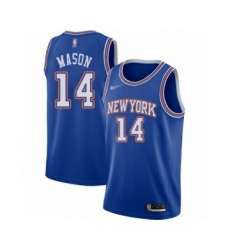 Men's New York Knicks #14 Anthony Mason Authentic Blue Basketball Jersey - Statement Edition