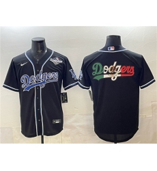 Men's Los Angeles Dodgers Team Big Logo Black Fashion 2025 World Series Cool Base Stitched Baseball Jersey