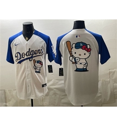 Men's Los Angeles Dodgers White Royal Gold Hello Kitty Vapor Limited Stitched Baseball Jersey