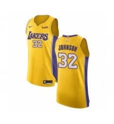 Men's Los Angeles Lakers #32 Magic Johnson Authentic Gold Home Basketball Jersey - Icon Edition