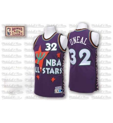 Men's Adidas Orlando Magic #32 Shaquille O'Neal Authentic Purple 1995 All Star Throwback NBA Jersey