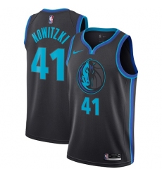 Men's Nike Dallas Mavericks #41 Dirk Nowitzki Swingman Charcoal NBA Jersey - City Edition