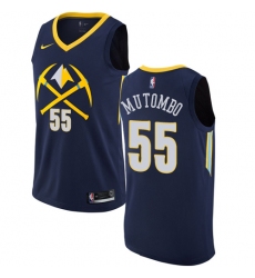 Men's Nike Denver Nuggets #55 Dikembe Mutombo Authentic Navy Blue NBA Jersey - City Edition
