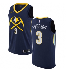Men's Nike Denver Nuggets #3 Allen Iverson Authentic Navy Blue NBA Jersey - City Edition