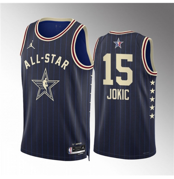 Men's 2024 All-Star #15 Nikola Jokic Navy Stitched Basketball Jersey