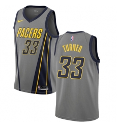Men's Nike Indiana Pacers #33 Myles Turner Swingman Gray NBA Jersey - City Edition