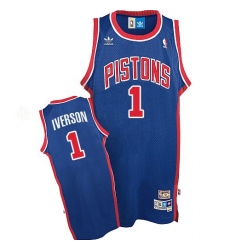 Men's Adidas Detroit Pistons #1 Allen Iverson Swingman Blue Throwback NBA Jersey