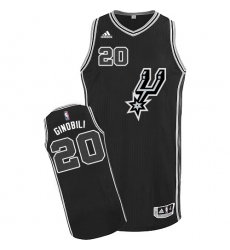 Men's Adidas San Antonio Spurs #20 Manu Ginobili Swingman Black New Road NBA Jersey