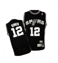 Men's Adidas San Antonio Spurs #12 Bruce Bowen Authentic Black Throwback NBA Jersey