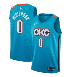 Youth Nike Oklahoma City Thunder #0 Russell Westbrook Swingman Turquoise NBA Jersey - City Edition