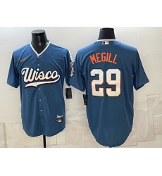 Men's Milwaukee Brewers #29 Trevor Megill Mineral Blue 2026 City Connect Stadium Stitched Baseball Jersey