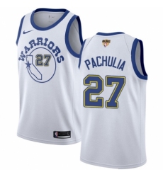Men's Nike Golden State Warriors #27 Zaza Pachulia Authentic White Hardwood Classics 2018 NBA Finals Bound NBA Jersey