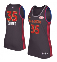 Women's Adidas Golden State Warriors #35 Kevin Durant Swingman Charcoal 2017 All Star NBA Jersey