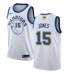 Men's Nike Golden State Warriors #15 Damian Jones Swingman White Hardwood Classics 2018 NBA Finals Bound NBA Jersey