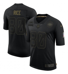 Men's San Francisco 49ers #80 Jerry Rice Black 2020 Salute To Service Limited Jersey