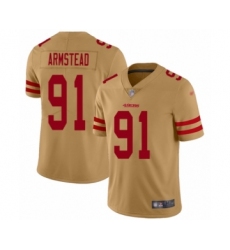 Women's San Francisco 49ers #91 Arik Armstead Limited Gold Inverted Legend Football Jersey