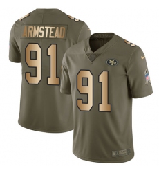 Youth Nike San Francisco 49ers #91 Arik Armstead Limited Olive/Gold 2017 Salute to Service NFL Jersey