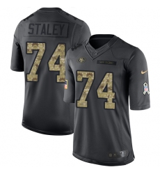 Men's Nike San Francisco 49ers #74 Joe Staley Limited Black 2016 Salute to Service NFL Jersey