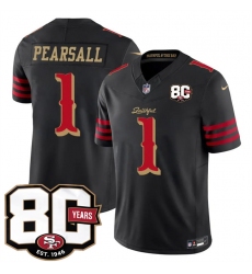 Men's San Francisco 49ers #1 Ricky Pearsall Black 80th Anniversary“Rivalries” 2026 F.U.S.E. Vapor Untouchable Limited Football Stitched Jersey