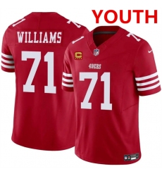 Youth san francisco 49ers #71 trent williams red 2025 f.u.s.e. with 4-star c vapor untouchable limited stitched football jersey