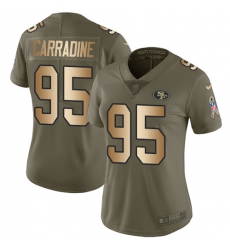 Women's Nike San Francisco 49ers #95 Cornellius Carradine Limited Olive/Gold 2017 Salute to Service NFL Jersey
