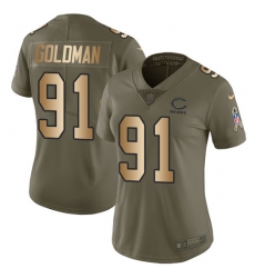 Women's Nike Chicago Bears #91 Eddie Goldman Limited Olive/Gold Salute to Service NFL Jersey