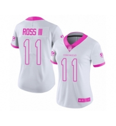 Women's Cincinnati Bengals #11 John Ross Limited White Pink Rush Fashion Football Jersey