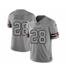 Men's Cincinnati Bengals #28 Joe Mixon Limited Gray Team Logo Gridiron Football Jersey