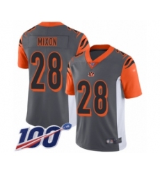 Youth Cincinnati Bengals #28 Joe Mixon Limited Silver Inverted Legend 100th Season Football Jersey